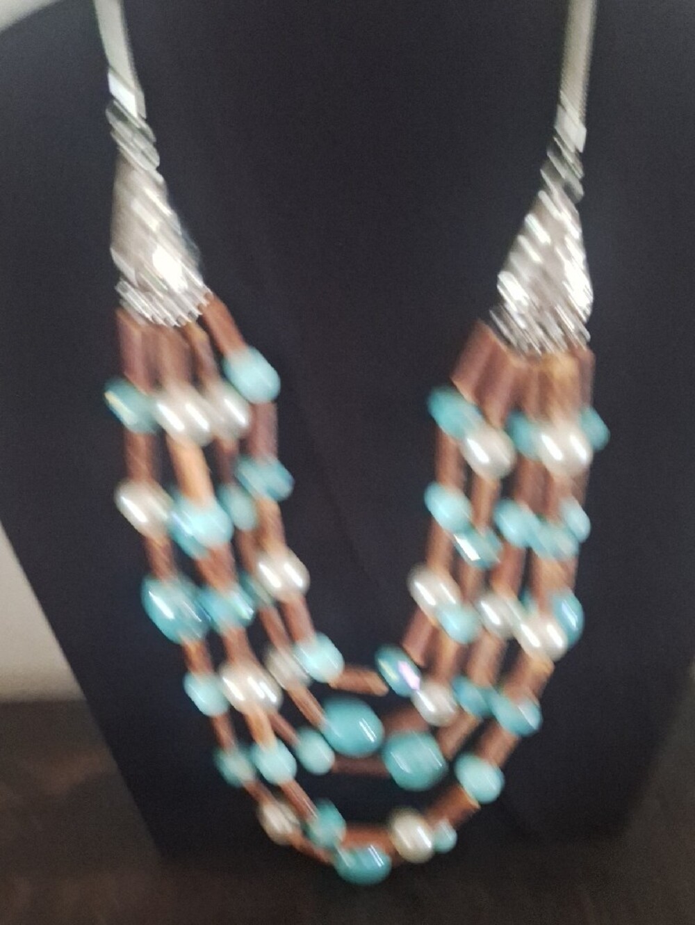 multi-strand bohemian statement necklace made of layered strands By JULEO - Picture 3 of 6